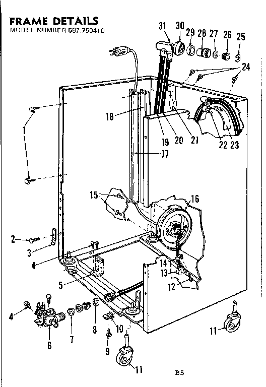 Kenmore 587750410 frame details diagram