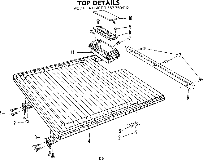 Kenmore 587750410 top details diagram
