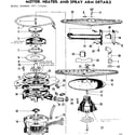 Kenmore 587751203 motor, heater, and spray arm details diagram