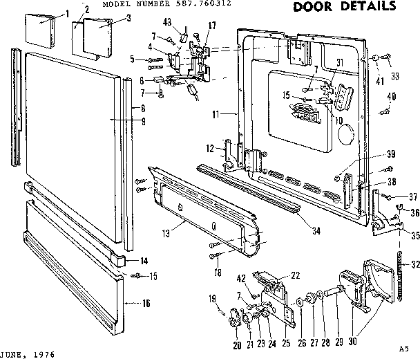 Kenmore 587760312 door details diagram