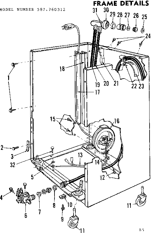 Kenmore 587760312 frame details diagram