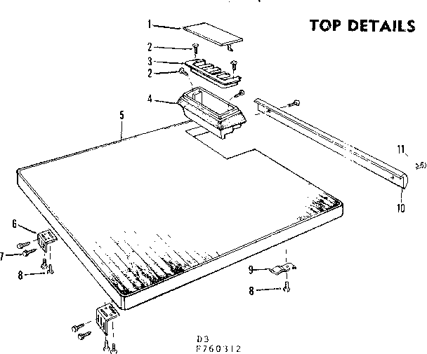 Kenmore 587760312 top details diagram