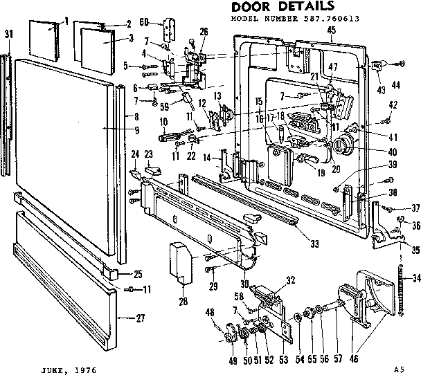 Kenmore 587760613 door details diagram