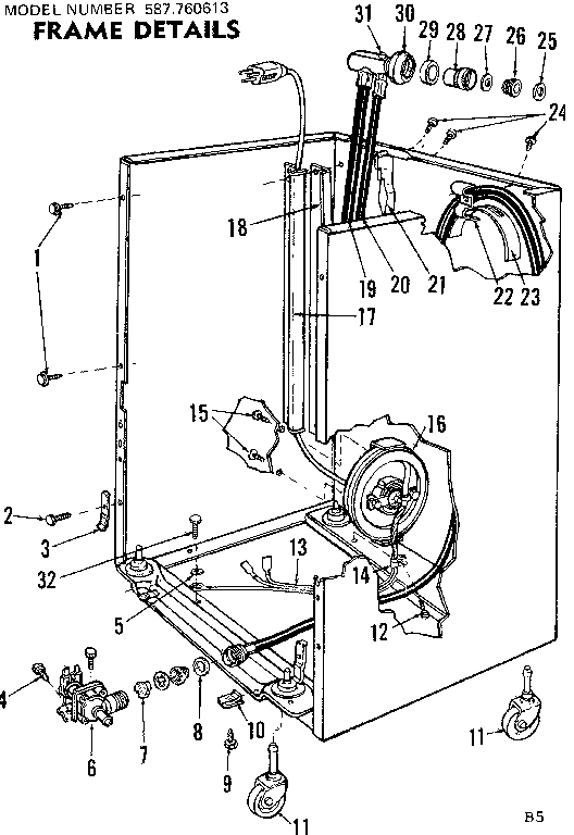 Kenmore 587760613 frame details diagram