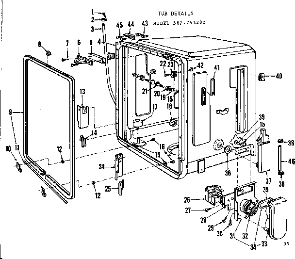 Kenmore 587761200 tub details diagram