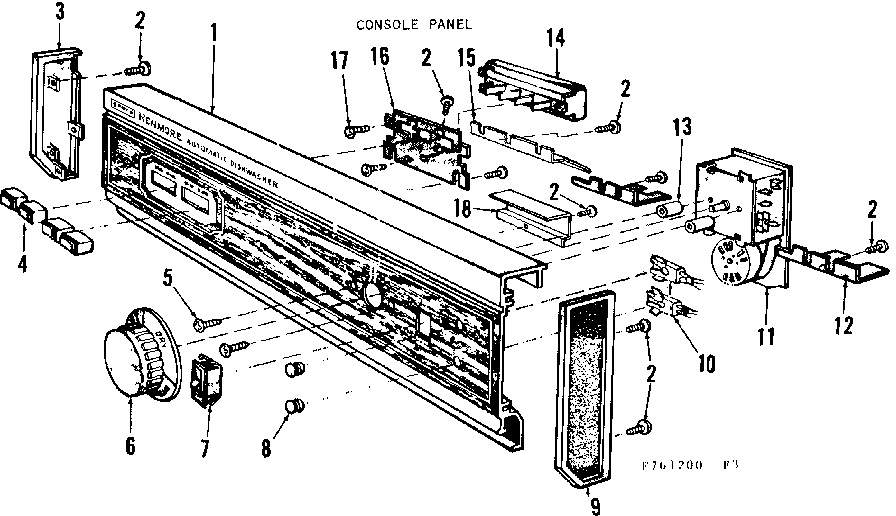 Kenmore 587761200 console panel details diagram