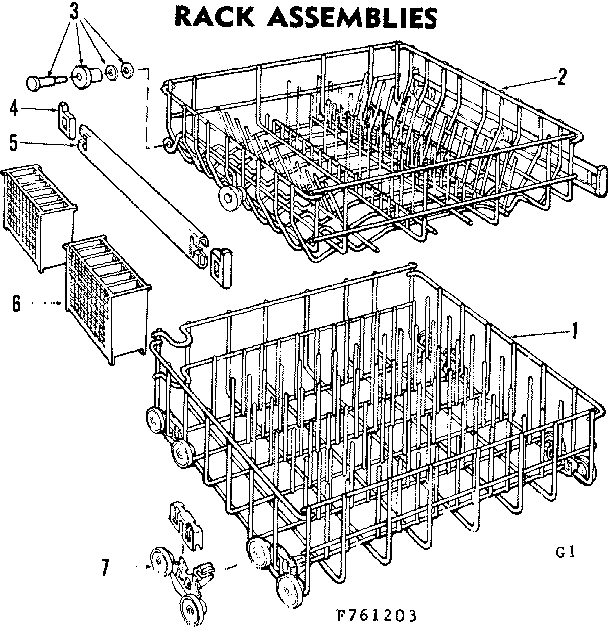 Kenmore 587761203 rack assemblies diagram