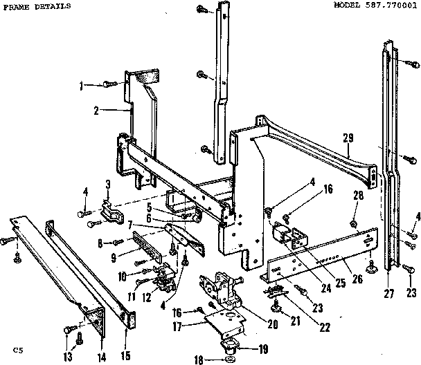 Kenmore 587770001 frame details diagram