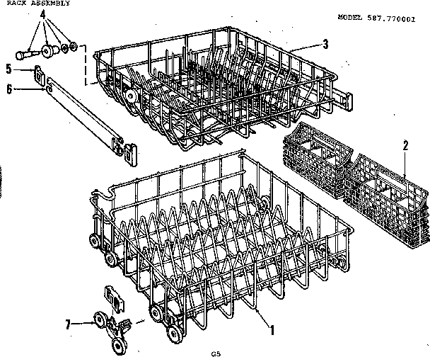 Kenmore 587770001 rack assembly diagram