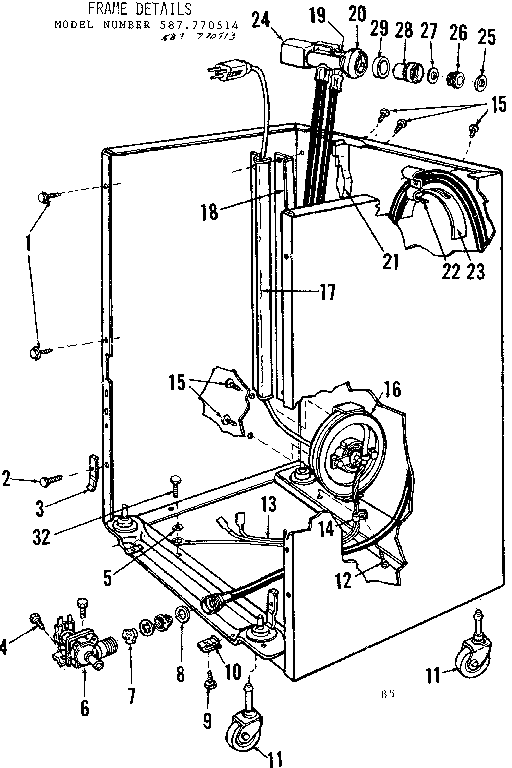 Kenmore 587770513 frame details diagram