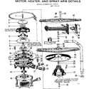 Kenmore 587770513 motor, heater, and spray arm details diagram