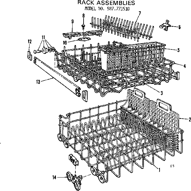 Kenmore 587771510 rack assemblies diagram