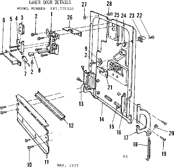 Kenmore 587775310 inner door details diagram