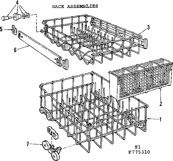 Kenmore 587775310 rack assemblies diagram