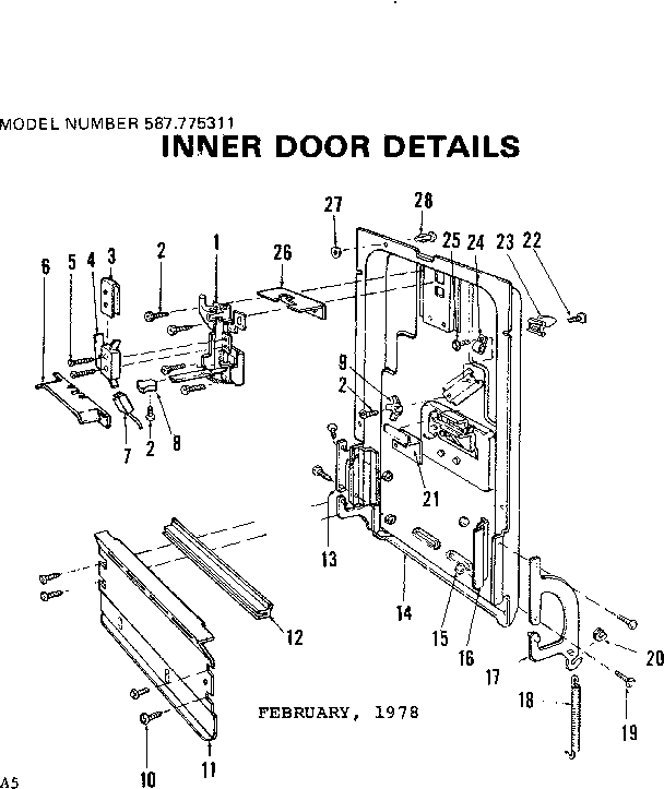 Kenmore 587775311 inner door details diagram