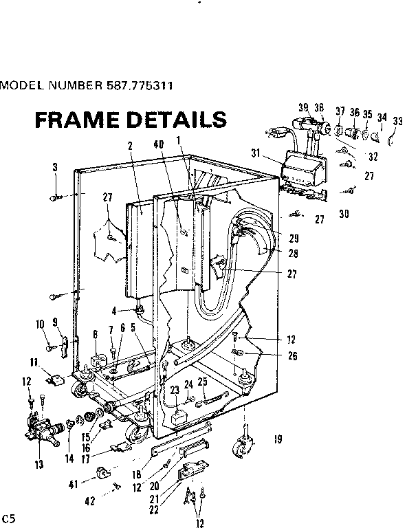 Kenmore 587775311 frame details diagram