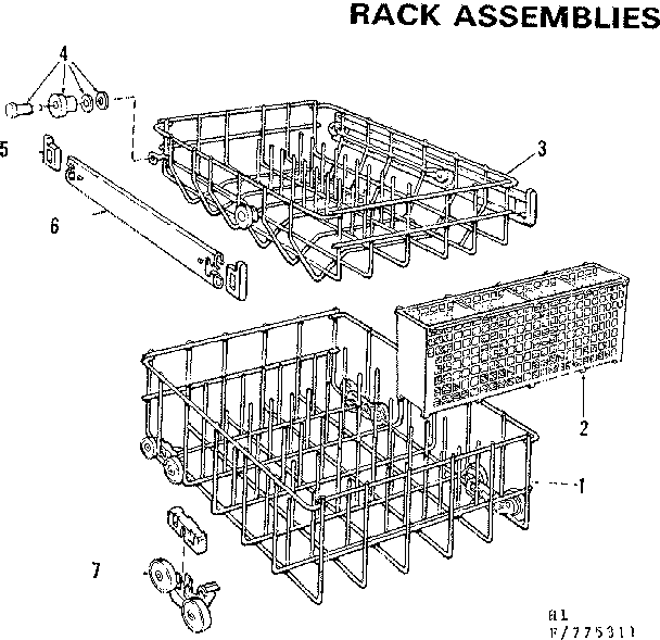 Kenmore 587775311 rack assemblies diagram