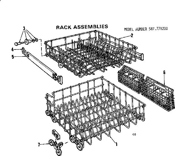Kenmore 587779200 rack assemblies diagram