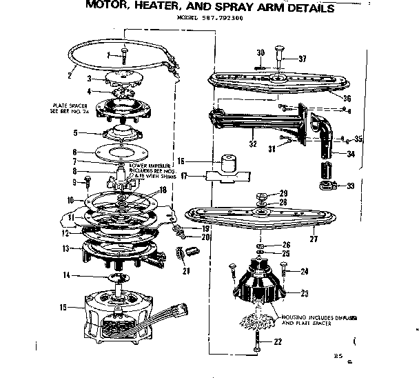 Kenmore 587792300 motor htr spray arm diagram