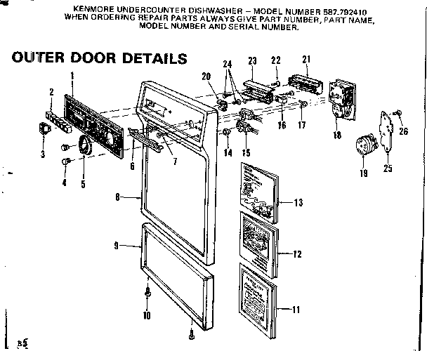 Kenmore 587792410 outer door details diagram