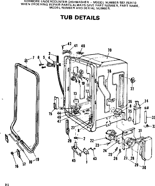 Kenmore 587792410 tub details diagram