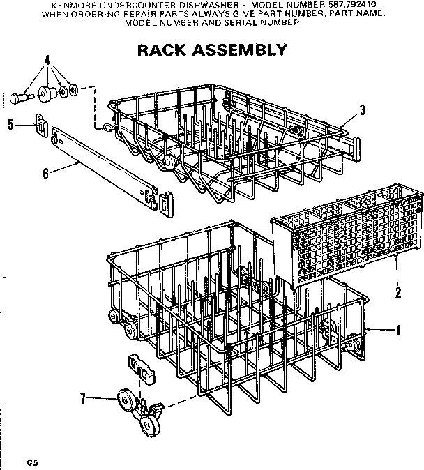 Kenmore 587792410 rack assembly diagram