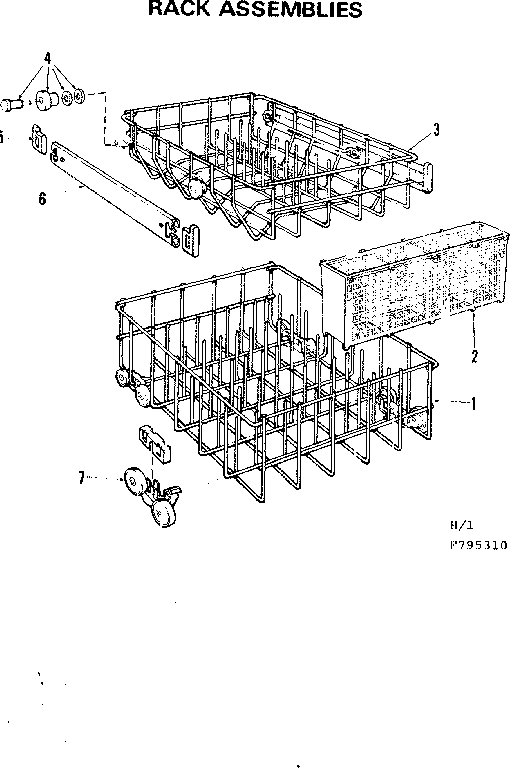 Kenmore 587795310 rack assemblies diagram