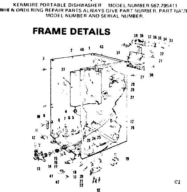 Kenmore 587795411 frame details diagram