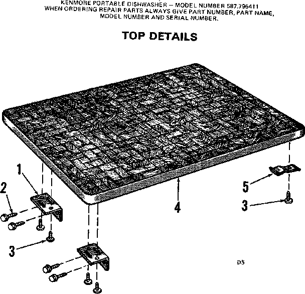 Kenmore 587795411 top details diagram