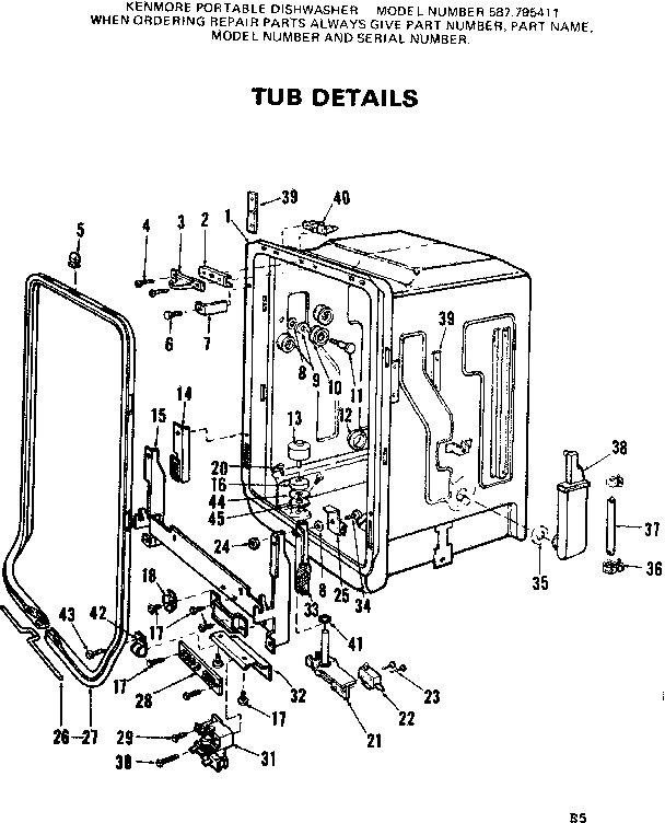 Kenmore 587795411 tub details diagram