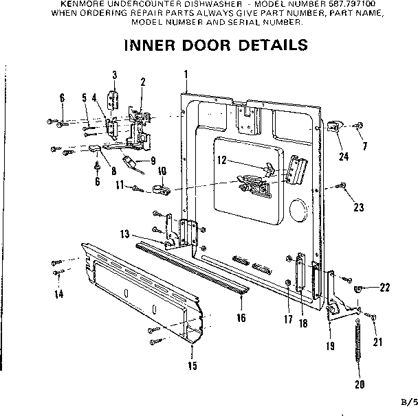 Kenmore 587797100 inner door details diagram
