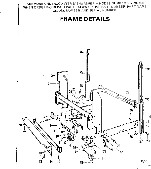 Kenmore 587797100 frame details diagram