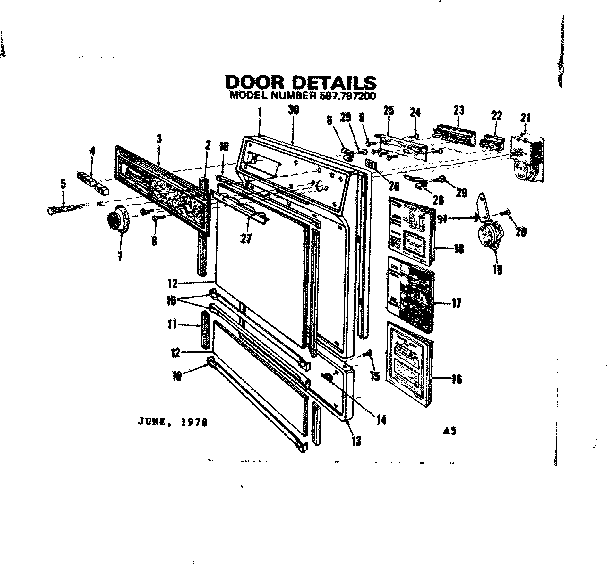 Kenmore 587797200 door details diagram