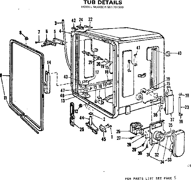 Kenmore 587797200 tub details diagram
