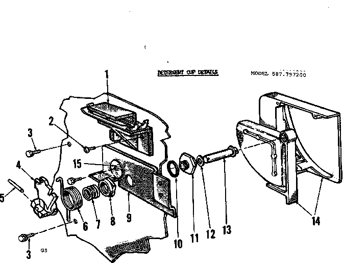 Kenmore 587797200 detergent cup details diagram