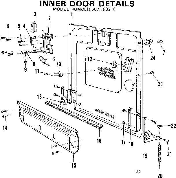 Kenmore 587798210 inner door details diagram