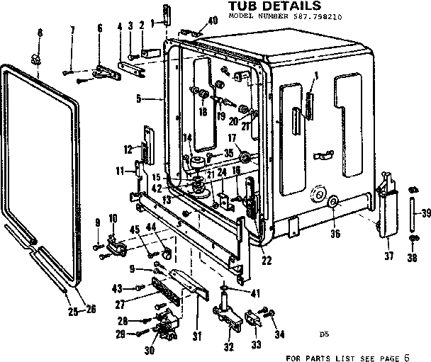 Kenmore 587798210 tub details diagram