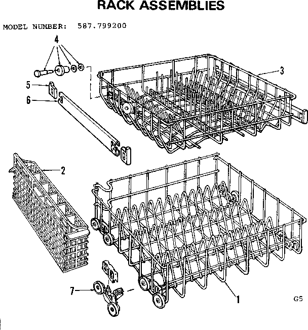 Kenmore 587799200 rack assemblies diagram