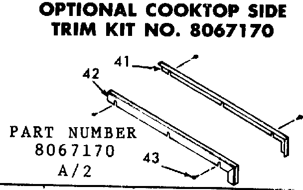 Kenmore 6286237160 optional trim kit diagram