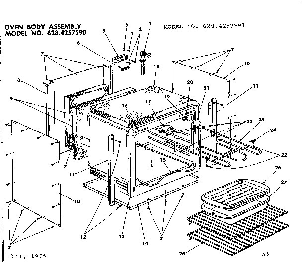 Kenmore 6284257590 oven body assembly diagram