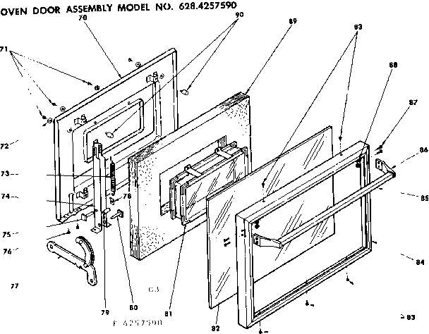 Kenmore 6284257590 oven door assembly diagram