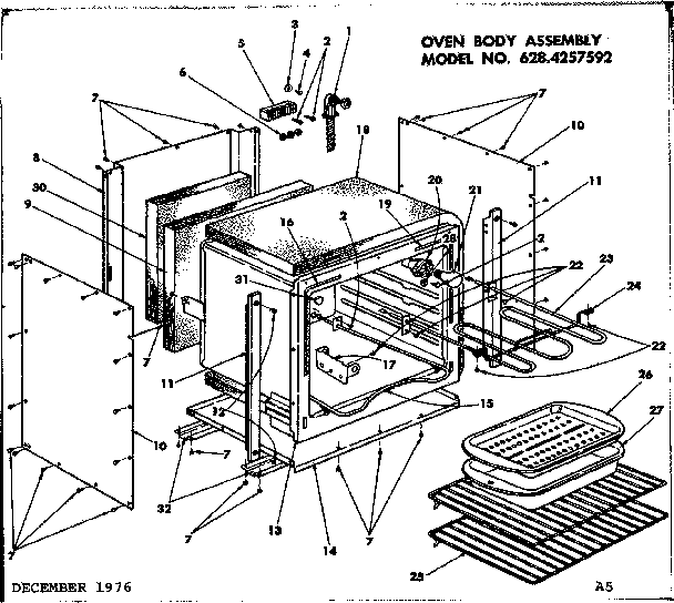 Kenmore 6284257592 oven body assembly diagram