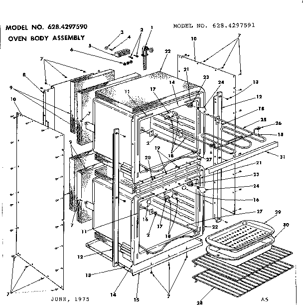 Kenmore 6284297590 oven body assembly diagram