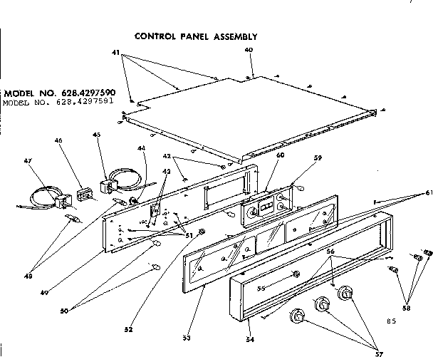 Kenmore 6284297590 control panel assembly diagram