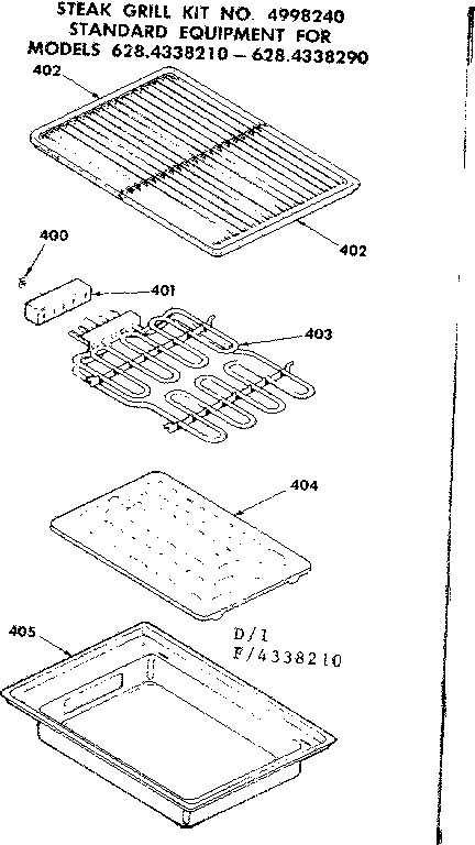 Kenmore 6284338210 steak grill kit diagram