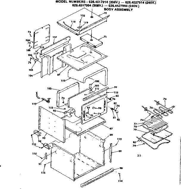 Kenmore 6284527994 body assembly diagram