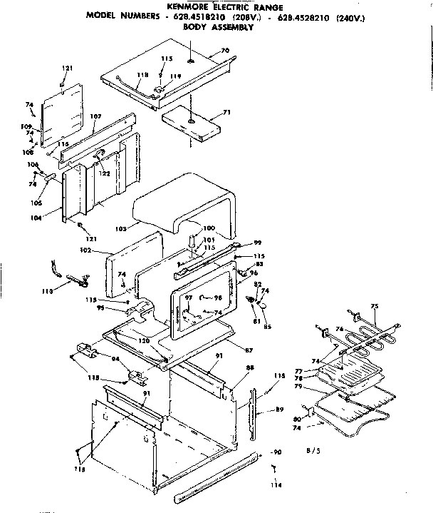 Kenmore 6284528210 body assembly diagram