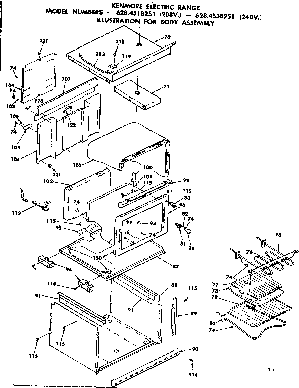 Kenmore 6284538251 body assembly diagram