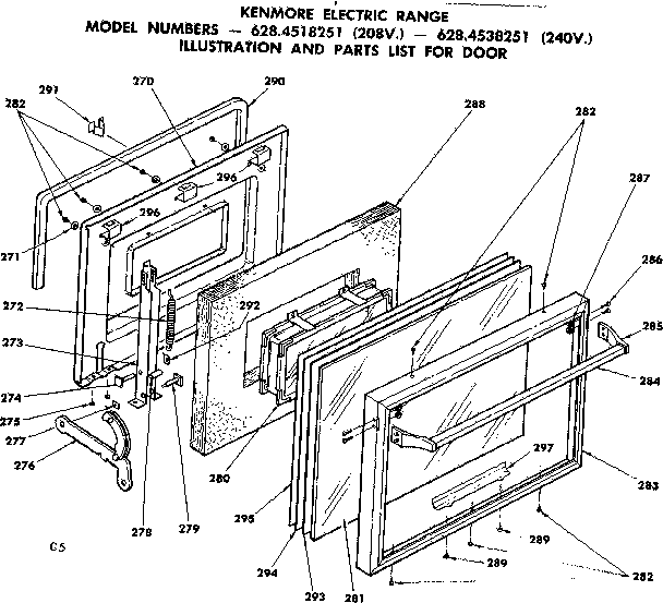 Kenmore 6284538251 door diagram