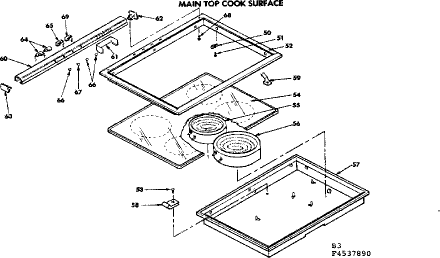 Kenmore 6284537891 main top cook surface diagram
